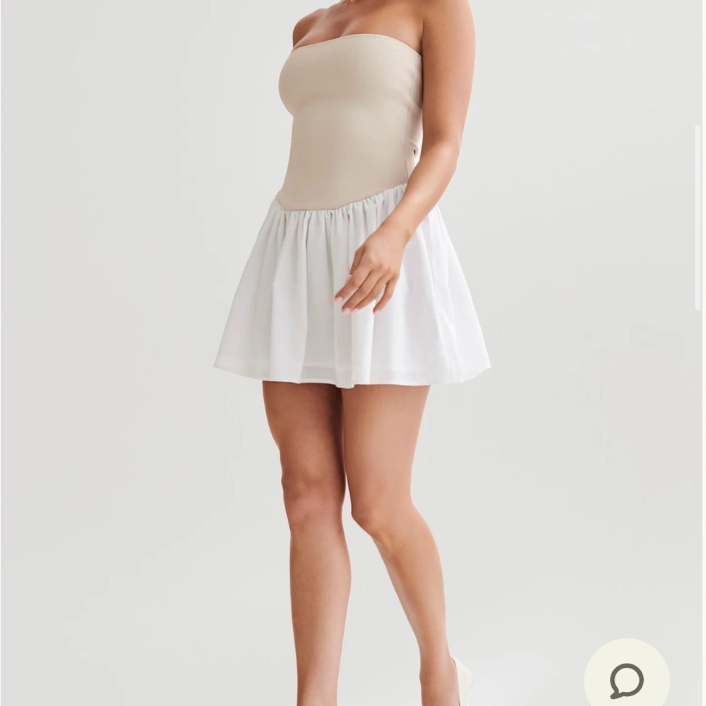 Knit And Linen Mini Dress - Natural/White